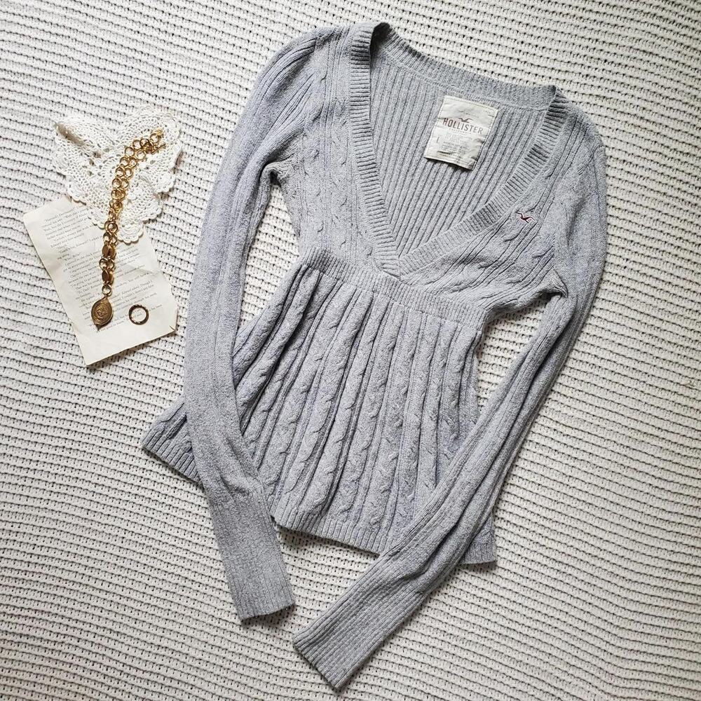 Vintage hollister empire waist long sleeve v neck babydoll top